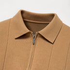 Polo homem malha com fecho zip curto e gola clássica corte regular fit