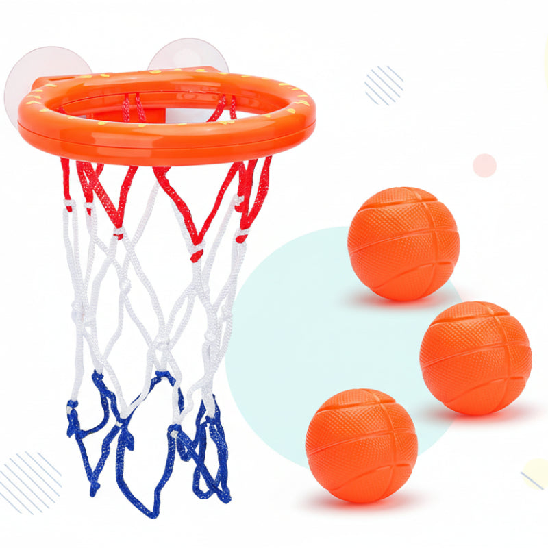 Jogo de basquete para banho com ventosa e minibolas, brinquedo interativo de banheira BPA-free