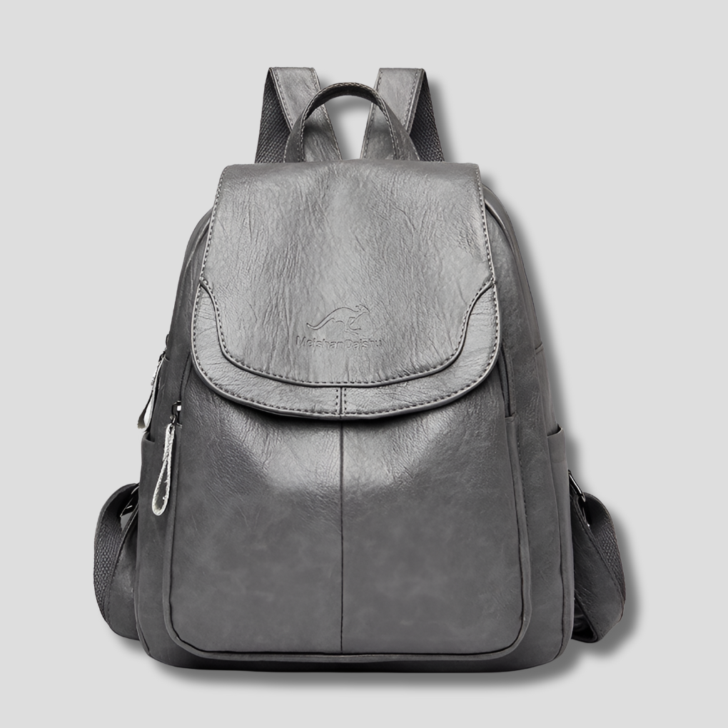 Mochila de couro antifurto feminina com textura em relevo e alças reguláveis