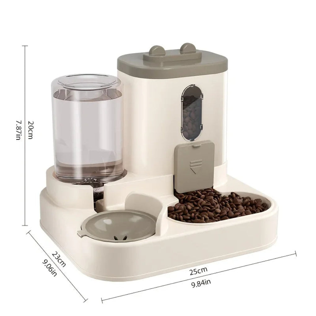 Comedouro automático 2 em 1 para cães e gatos com bebedouro por gravidade BPA-free