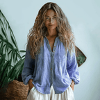 Camisa feminina manga longa boho relaxada estilo casual