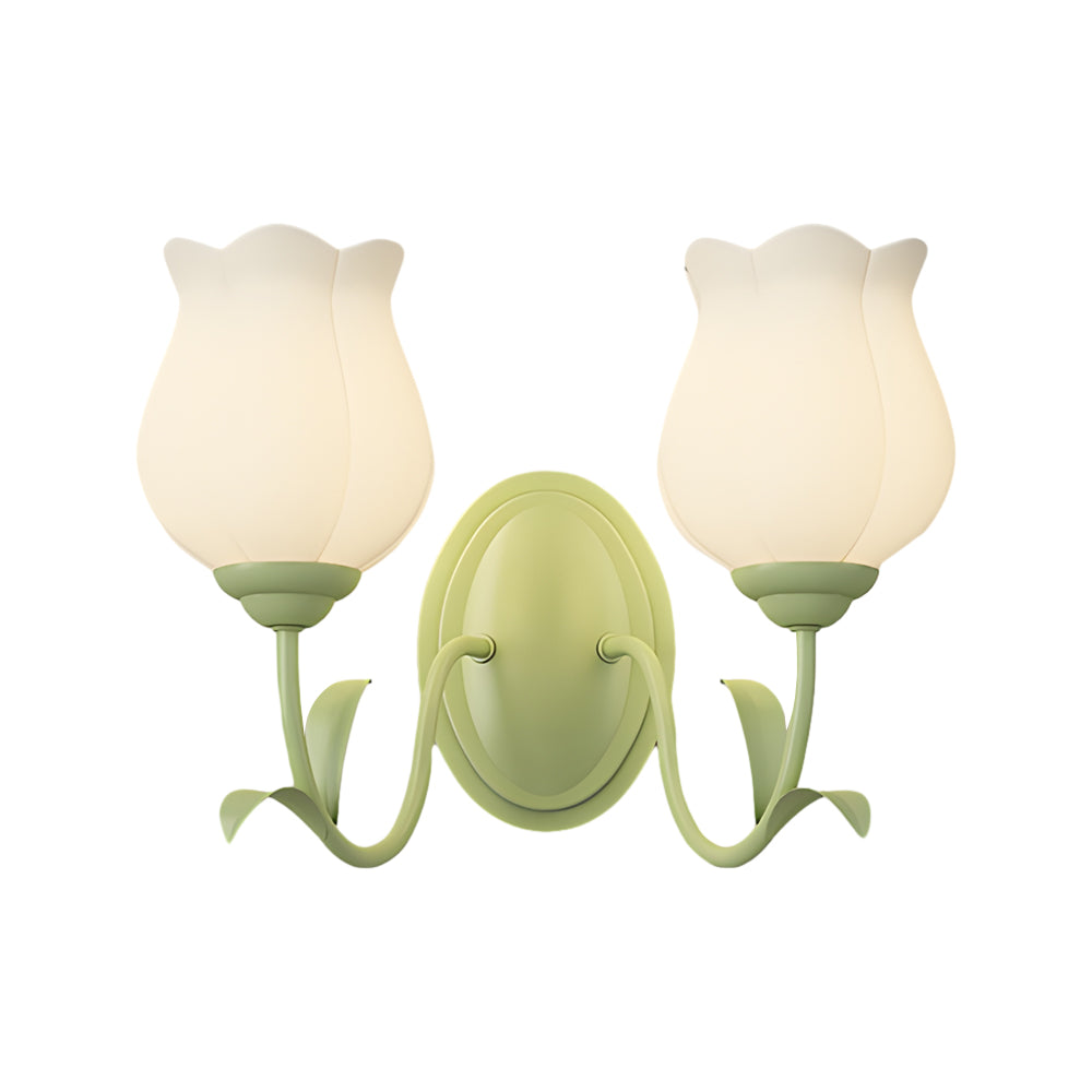 Candeeiro de parede em vidro design floral verde com 3 níveis de luz, moderno e elegante