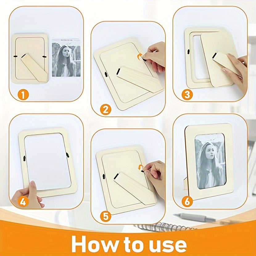 Porta-retratos de madeira DIY conjunto de 10, 15,24 cm, estilo contemporâneo bege claro