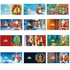 Cartões de Natal com Pintura de Diamante kit 12 peças, Papai Noel artesanal mosaico