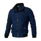 Bomber jacket homem estilo militar com bolsos zip e punhos canelados