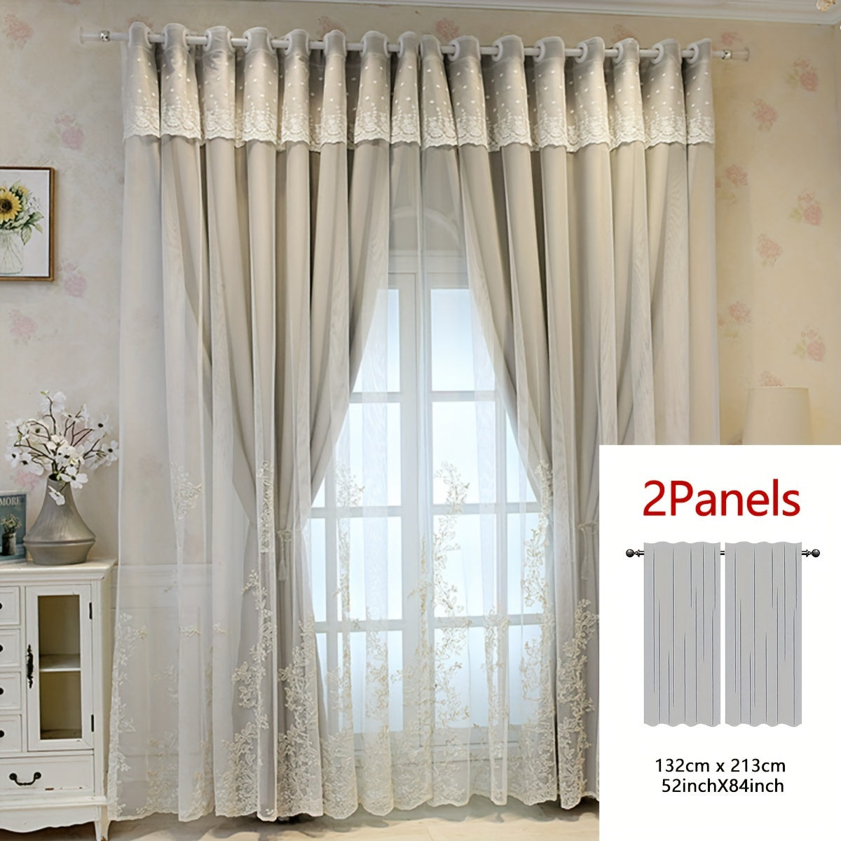 Cortinas bordadas fadas conjunto 2 painéis com filtragem de luz e argolas em poliéster