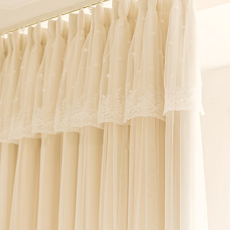 Cortinas blackout estilo princesa francês para quarto e sala, 2 peças com ganchos e argolas