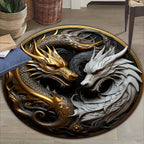 Tapete redondo decorativo antiderrapante com design dragão em poliéster, 80cm 100cm 120cm