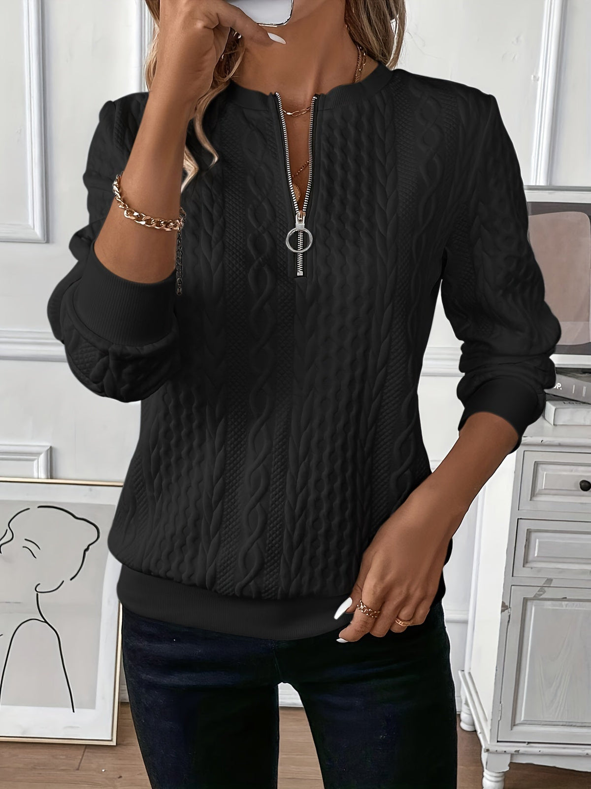Camisola feminina de malha suave corte elegante conforto diário
