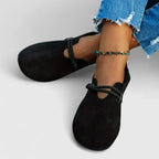 Mocassins femininos sem atacadores bico redondo sola plana