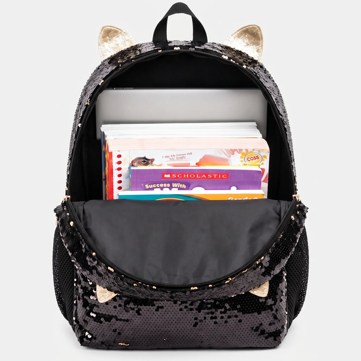 Mochila escolar 3 peças com motivo de gato, set completo mochila lancheira estojo criança