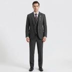 Fato masculino 3 peças espinha de peixe com corte cintado, conjunto formal casaco colete calças