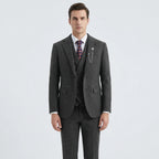 Fato masculino 3 peças espinha de peixe com corte cintado, conjunto formal casaco colete calças