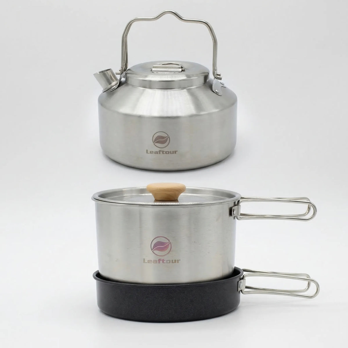 Kit de cozinha para campismo 3 peças com frigideira antiaderente e pegas dobráveis para exterior