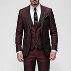 Fato slim fit formal masculino 3 peças com lapelas contrastantes a preto, elegante e moderno
