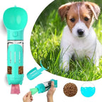 Garrafa de água para cães 3 em 1 com dispensador de sacos e armazenamento de comida, sem BPA, portátil