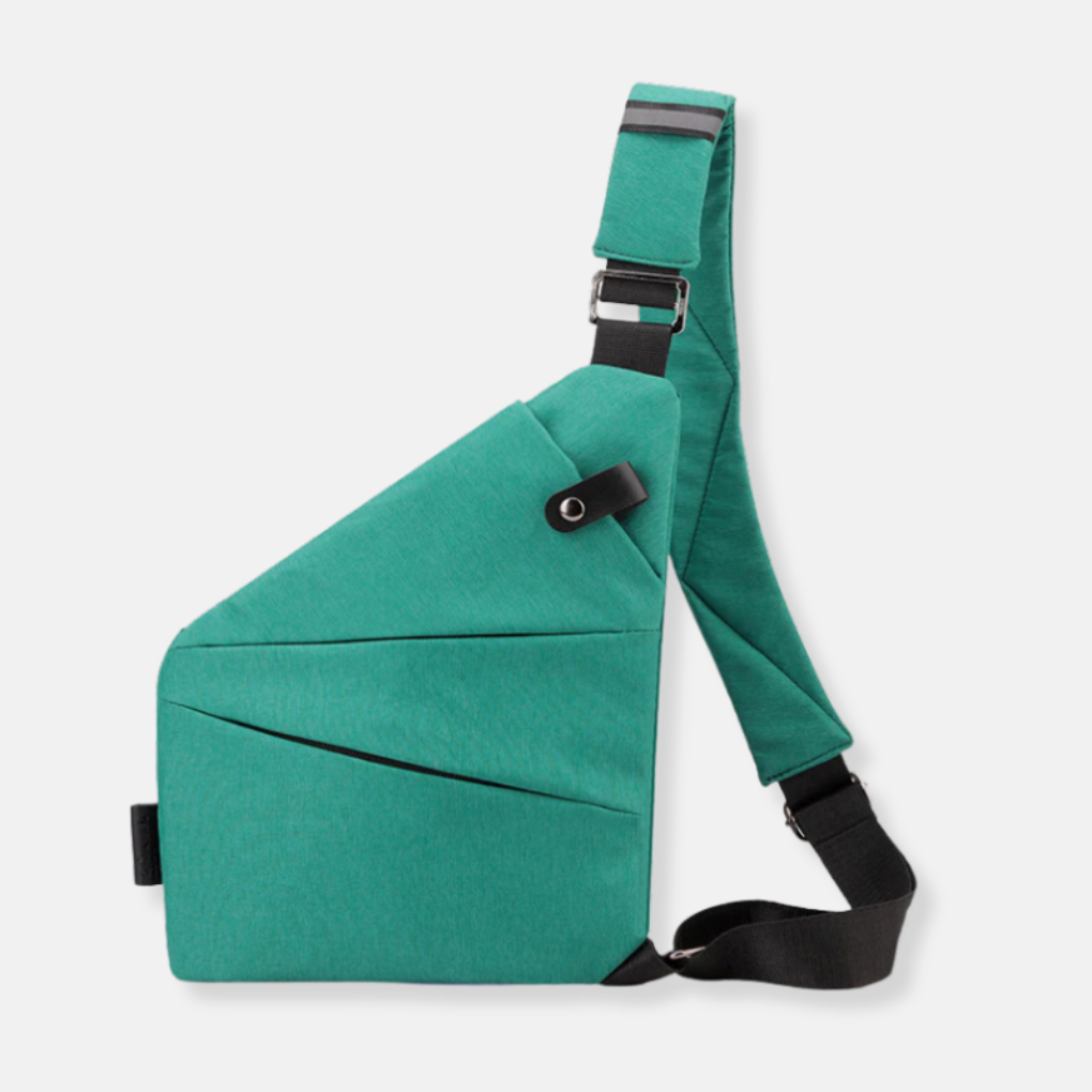 Mochila crossbody antifurto leve com zíperes ocultos e alça ajustável