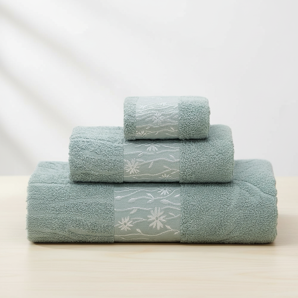 Conjunto de toalhas 3 peças algodão ringspun, design italiano, macio e absorvente