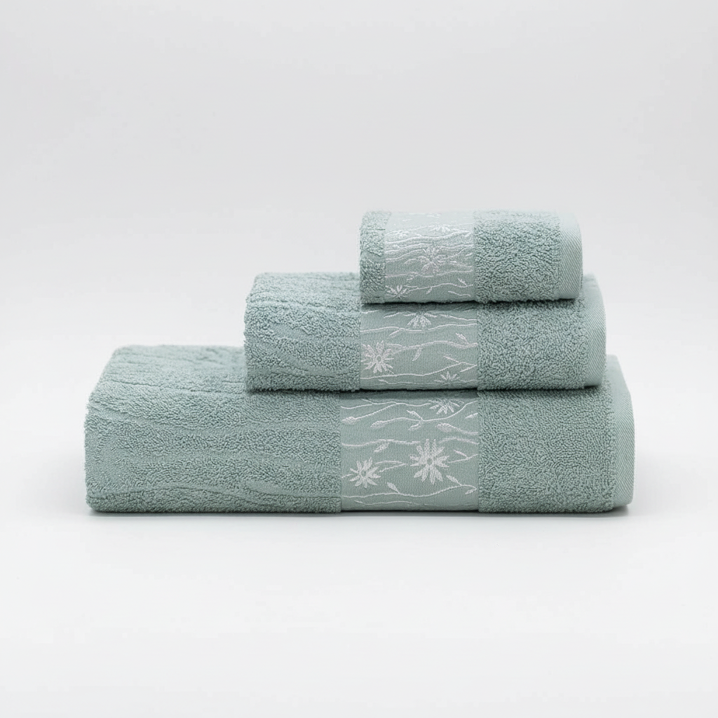 Conjunto de toalhas 3 peças algodão ringspun, design italiano, macio e absorvente