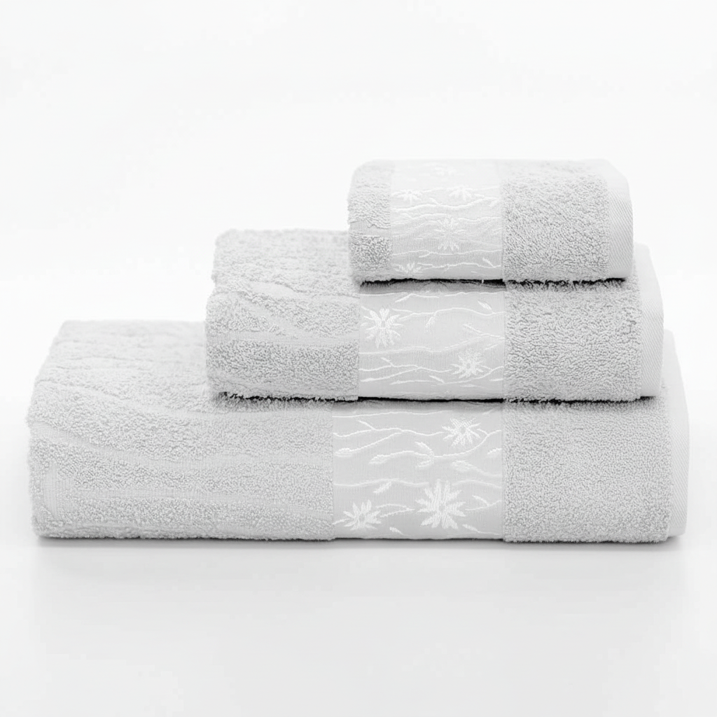Conjunto de toalhas 3 peças algodão ringspun, design italiano, macio e absorvente
