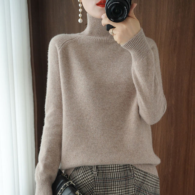 Camisola de gola alta mulher inverno manga comprida