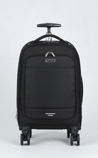 Mochila de viagem 30L com rodas giratórias e compartimento para laptop, nylon impermeável preto