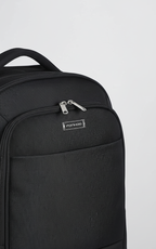 Mochila de viagem 30L com rodas giratórias e compartimento para laptop, nylon impermeável preto