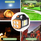 Lanterna Solar 3 em 1 com powerbank integrado e iluminação LED, compacta e resistente à água