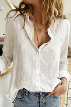 Blusa feminina decote V ampla manga longa leve casual