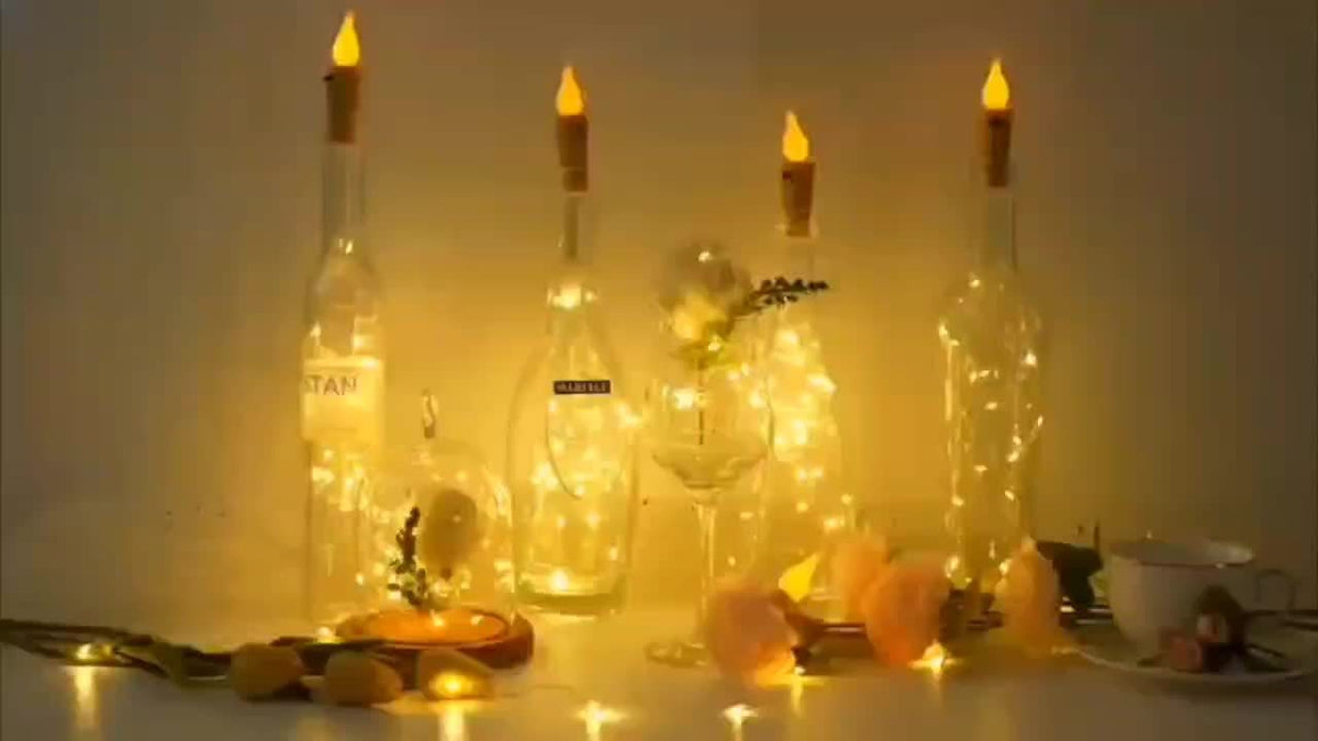 Luzes LED para garrafas a pilhas, decoração de Natal e festas, conjunto 10 peças