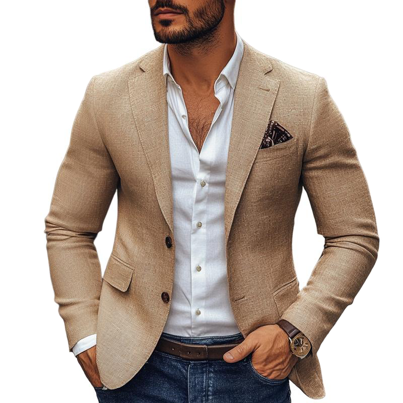 Blazer masculino slim fit dois botões com lapela clássica