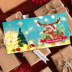 Kit 12 cartões de felicitações diamond painting Natal e Ano Novo com mosaico artesanal colorido