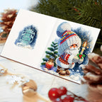 Cartões de Natal DIY 5D Diamond Painting com envelopes, designs de Pai Natal multicoloridos, conjunto 12 peças