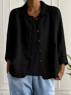 Cardigan camisa feminino em algodão e linho, leve e versátil