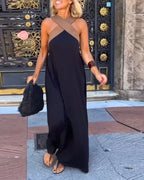 Vestido maxi decote cruzado costas abertas feminino elegante para ocasião especial