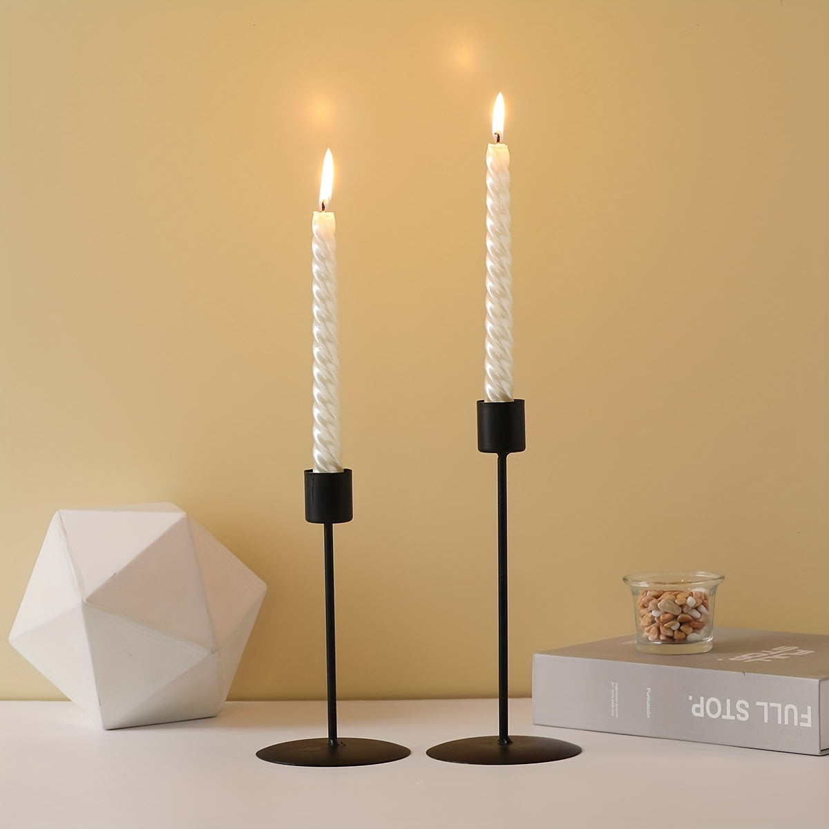 Porta-velas de metal conjunto de 2 para decoração de mesa jantar e casamento