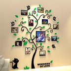 Molduras de foto em acrílico árvore 3D decorativa para parede autoadesiva família