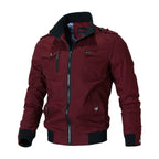 Bomber jacket homem estilo militar com bolsos zip e punhos canelados