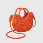 Bolsa de mão feminina estilo natural silhueta arredondada compacta