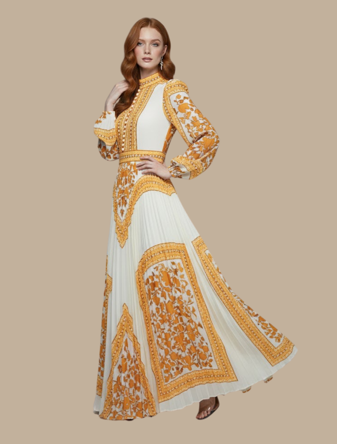 Vestido maxi plissado de festa para mulher comprimento longo elegante