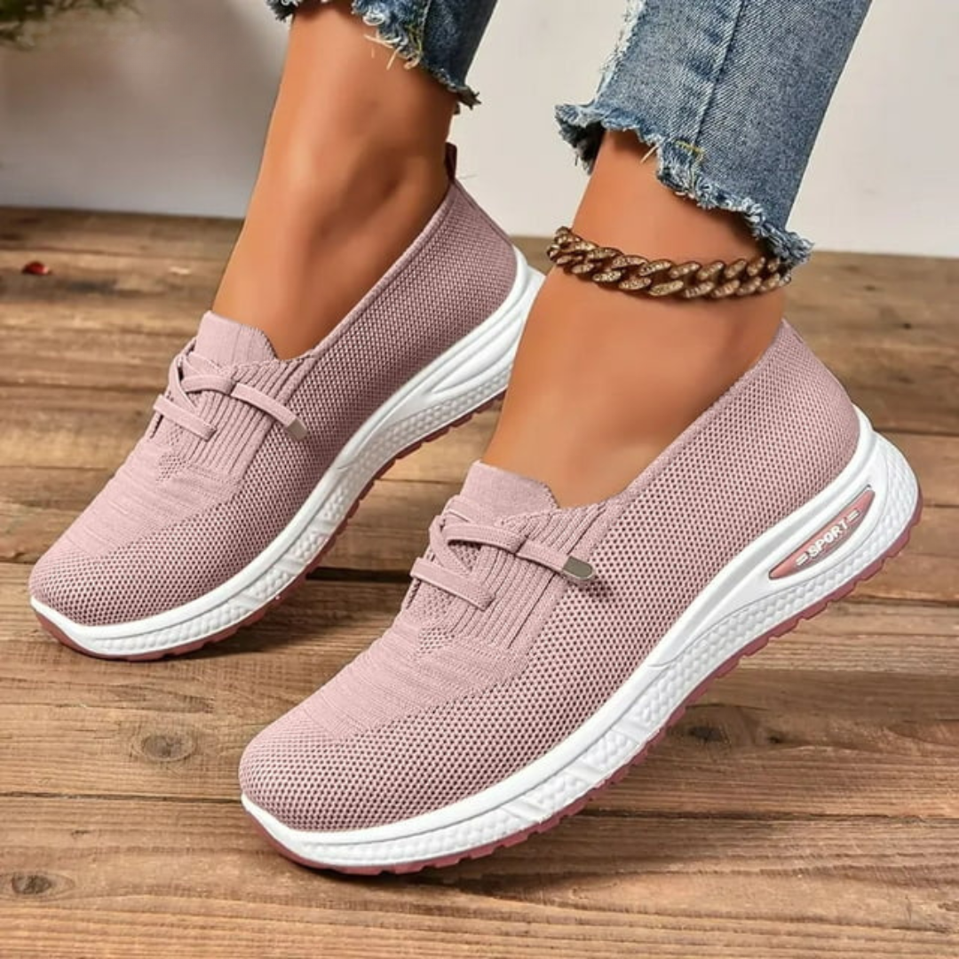 Sapatos ortopédicos slip-on acolchoados com suporte no médio-pé e sola antiderrapante