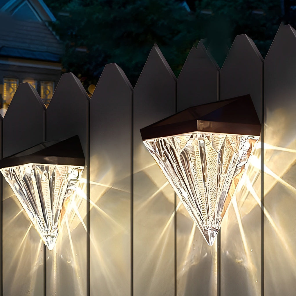 Candeeiro solar de parede LED preto geométrico à prova de água para exterior, conjunto de 2