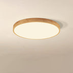 Plafão LED redondo em madeira maciça, estilo nórdico ultra-fino regulável, Ø30 cm