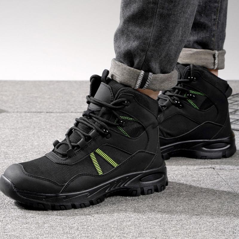 Sapatos de segurança com biqueira de aço e malha respirável antifuros ISO 20345