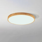 Plafão LED redondo em madeira maciça, estilo nórdico ultra-fino regulável, Ø30 cm