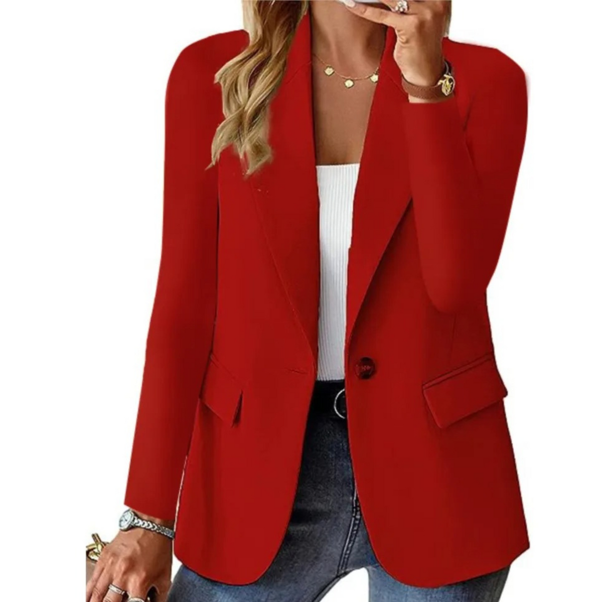 Blazer feminino manga longa casual em várias cores