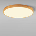 Plafão LED redondo em madeira maciça, estilo nórdico ultra-fino regulável, Ø30 cm