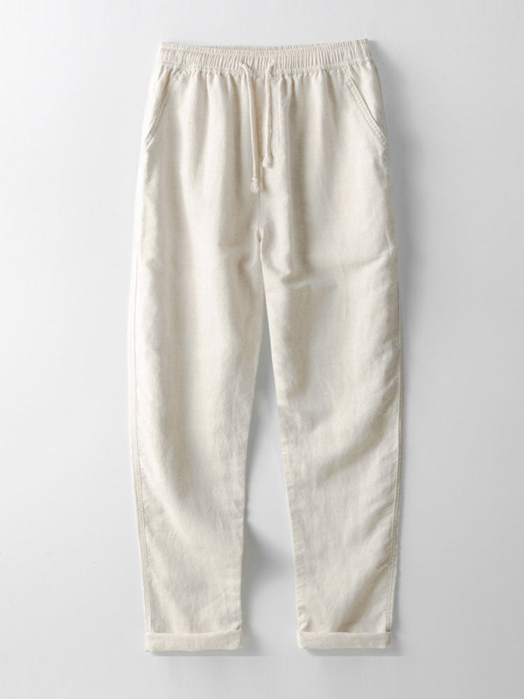 Conjunto masculino linho algodão 2 peças camisa e calça corte relaxado
