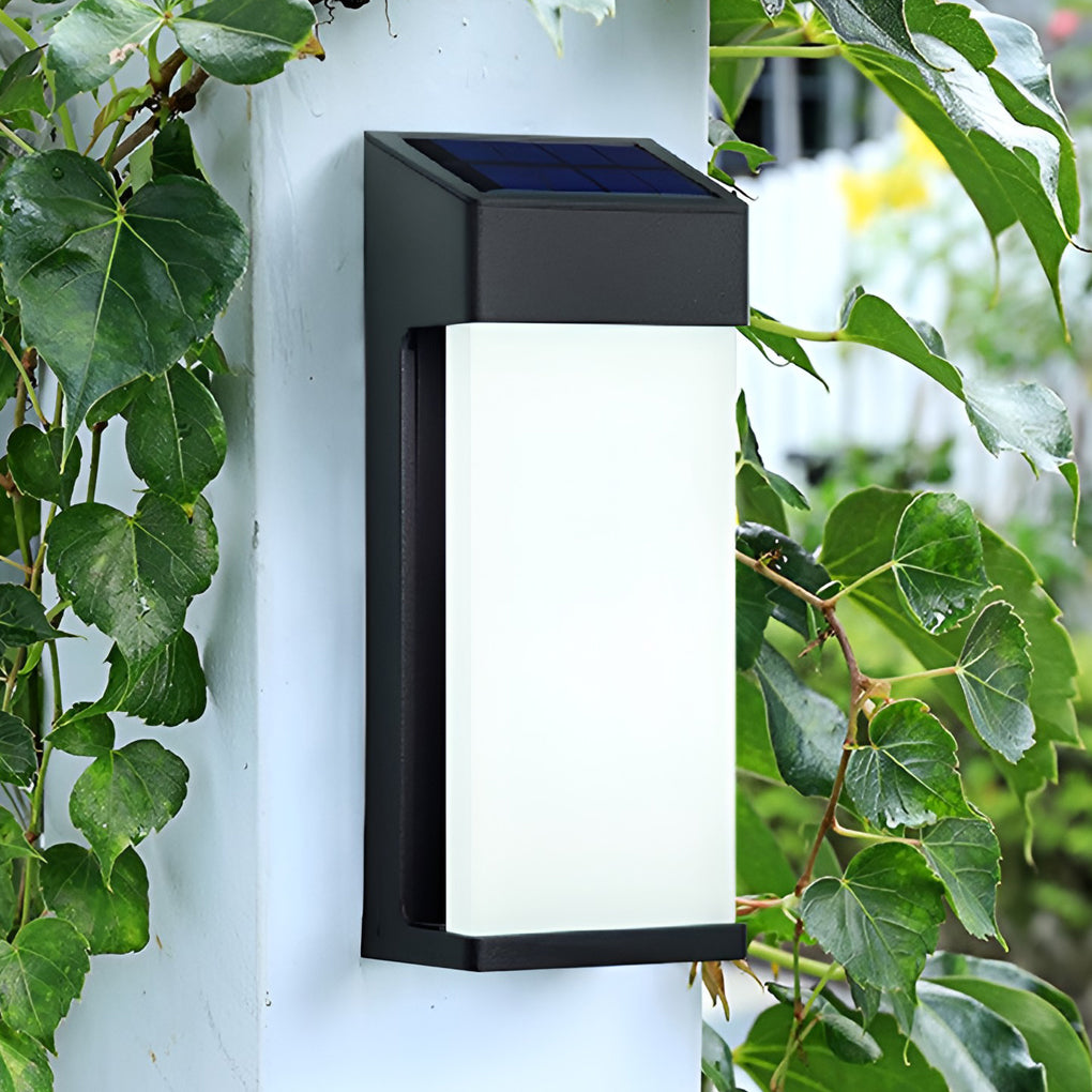 Candeeiros solares de parede LED retangulares, impermeável IP44, cor preta, conjunto de 2 unidades