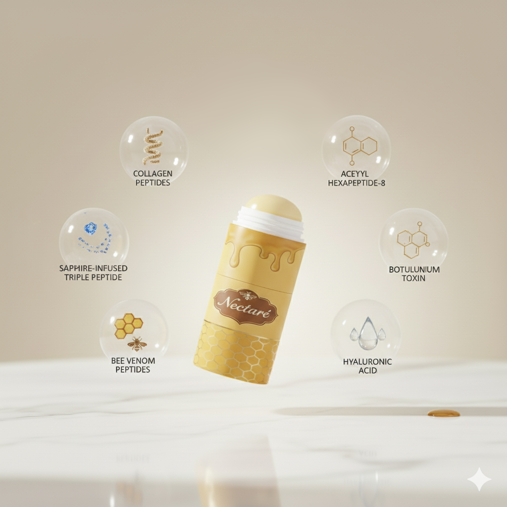 Sérum Anti-Idade em Stick com veneno de abelha e péptidos, efeito lifting sem injeções